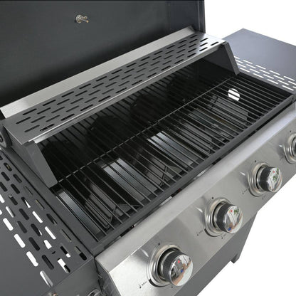 4-Burner Portable Stainless Steel Propane Gas Grill in Black