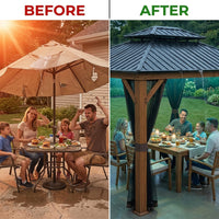 18-Ft X 12-Ft Apollo Brown Gazebo with Hardtop Roof (Screen Included) — Before & After