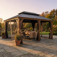 18-Ft X 12-Ft Apollo Brown Gazebo with Hardtop Roof (Screen Included) — Studio Shot