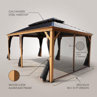 18-Ft X 12-Ft Apollo Brown Gazebo with Hardtop Roof (Screen Included) — infographic