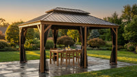 18-Ft X 12-Ft Apollo Brown Gazebo with Hardtop Roof (Screen Included) — Lifestyle