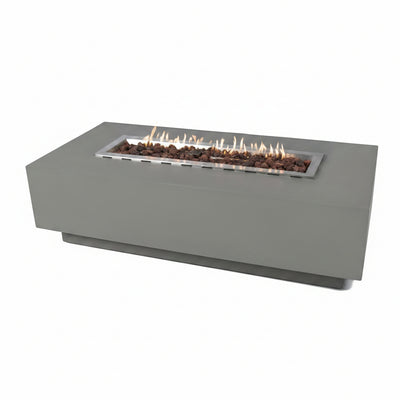 Granville Fire Table Outdoor Fire Pit 60" X 27" Cast Concrete Firepit Includes Lava Rocks 45,000 Btus Outdoor Fireplace for Patio Furniture Set, Deck, Porch, Outdoor Heater - Natural Gas