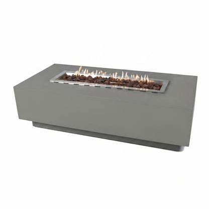 Granville Fire Table Outdoor Fire Pit 60" X 27" Cast Concrete Firepit Includes Lava Rocks 45,000 Btus Outdoor Fireplace for Patio Furniture Set, Deck, Porch, Outdoor Heater - Natural Gas
