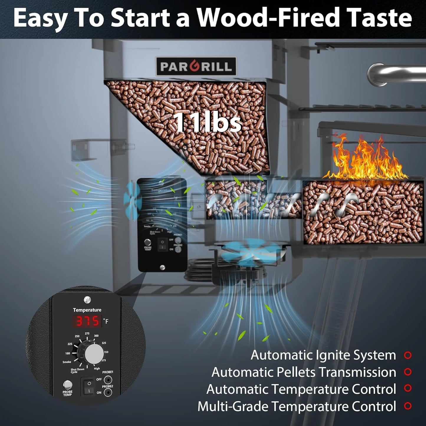 467 Sq.In Wood Pellet Grill & Smoker, Bronze Black BBQ Grill with Cover