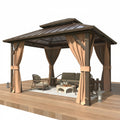 10' X 12' Hardtop Gazebo, Aluminum Frame Gazebos with Galvanized Steel Double Roof, Permanent Outdoor Metal Pavilion with Curtain and Netting for Patio, Lawn, Deck