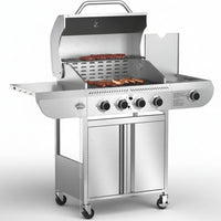 G41 Pro BBQ Grill,Heavy-Duty Stainless Steel Gas Grill, 4 Burner Gas Grill with Side Burner,42000 BTU Propane Grill for Outdoor Cooking,Barbecue,Garden and Patio Backyard