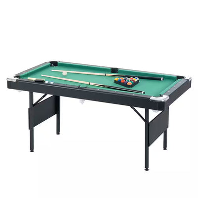 65.75 In. Green Portable Pool Table Game Billiard Table - Includes Full Set of Balls 1 Brush 1 Triangle Rack 2 Chalk
