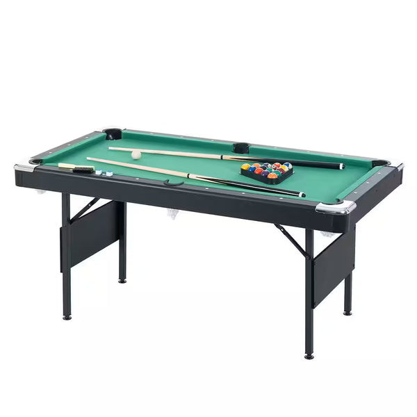 65.75 In. Green Portable Pool Table Game Billiard Table - Includes Full Set of Balls 1 Brush 1 Triangle Rack 2 Chalk