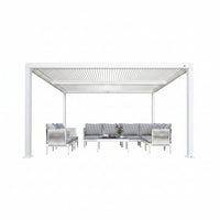 Louvered Pergola Modern White Pergola with Adjustable Roof for Deck Backyard Garden