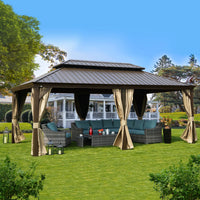 12-Ft X 14-Ft Alexander Dark Brown Gazebo with Hardtop Roof (Screen Included)