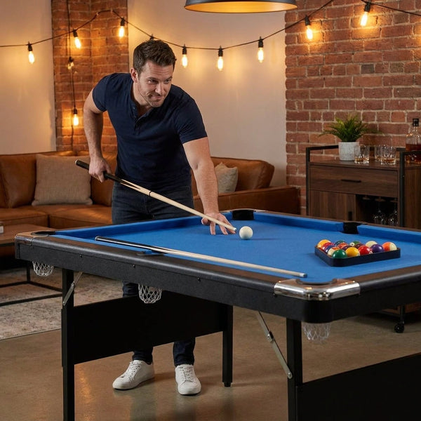 Billiards Table Built for Family Game Rooms, 6-7 Foot Size Options, Portable Folding Design, Ships Assembled