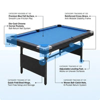 6 or 7 Ft Billiards Table, Portable Billiards Tables, Pool Tables for Full Size, Pool Table Set for Family Game Room, Adult Rrec Room, Basements, Man Cave or Garage — How It Works