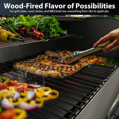 467 Sq.In Wood Pellet Grill & Smoker, Bronze Black BBQ Grill with Cover