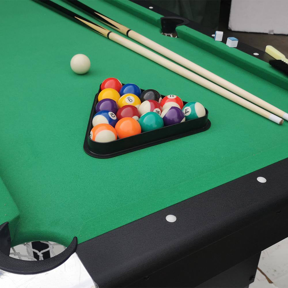 65.75 In. Green Portable Pool Table Game Billiard Table - Includes Full Set of Balls 1 Brush 1 Triangle Rack 2 Chalk