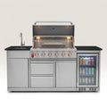 Outdoor Kitchen Island Built for Complete Cooking, 6-Burner 85,000 BTU Gas Grill, Stainless Steel Sink, Wine Cooler