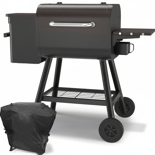 467 Sq.In Wood Pellet Grill & Smoker, Bronze Black BBQ Grill with Cover