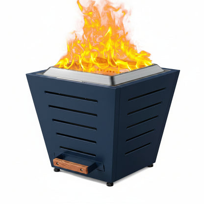 20 Inch Smokeless Fire Pit Stainless Steel Wood Burning Fireplace Portable Outdoor Fire Pit Patio Smokeless Firepit with Pull-Out Ash Tray and Handles, Green