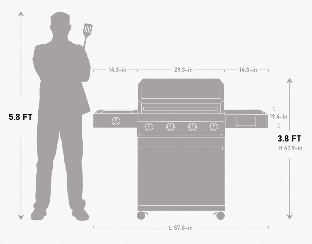 Smart Stainless Steel Gas Grill with Clearview® Window & 5-Burner System