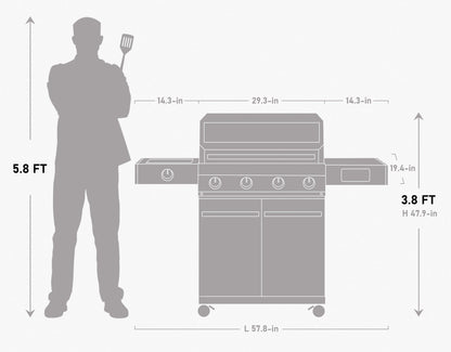 Smart Stainless Steel Gas Grill with Clearview® Window & 5-Burner System