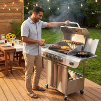 G41 Pro BBQ Grill,Heavy-Duty Stainless Steel Gas Grill, 4 Burner Gas Grill with Side Burner,42000 BTU Propane Grill for Outdoor Cooking,Barbecue,Garden and Patio Backyard — Lifestyle