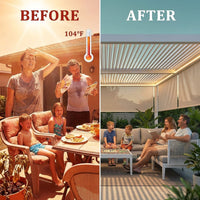 Louvered Pergola Modern White Pergola with Adjustable Roof for Deck Backyard Garden — Before & After