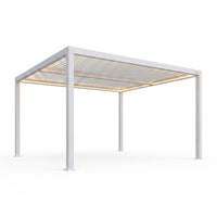 Louvered Pergola Modern White Pergola with Adjustable Roof for Deck Backyard Garden — Studio Shot