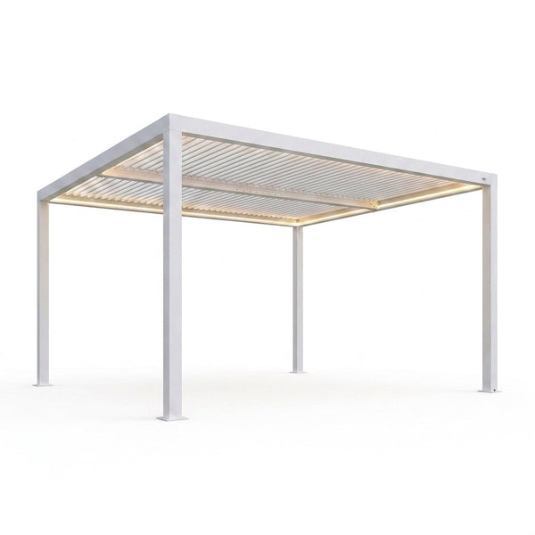 Louvered Pergola Modern White Pergola with Adjustable Roof for Deck Backyard Garden — Studio Shot