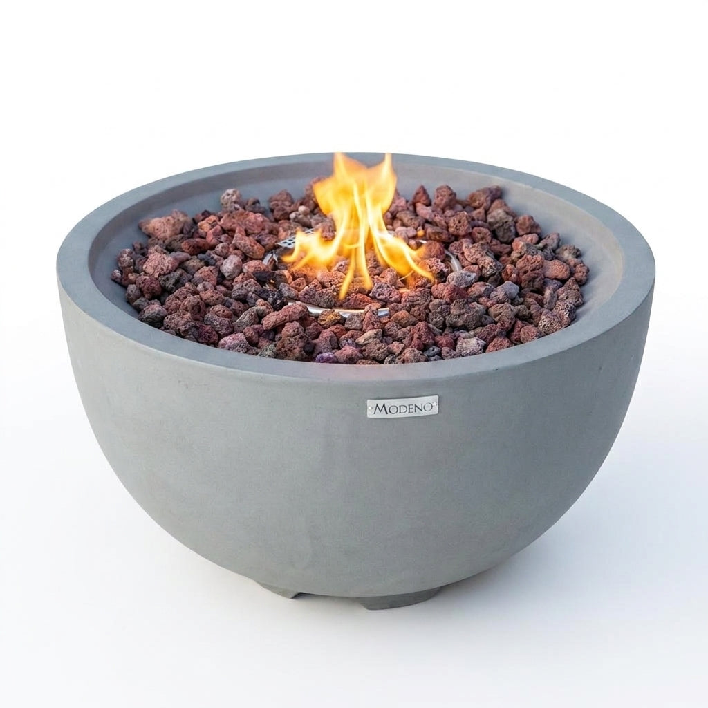 Nantucket Concrete Fire Pit 26" X 26" Patio Firepit Includes Lava Rocks Modern Fire Pits & Outdoor Fireplaces for Garden, Deck, Indoor & Outdoor Heating — Studio Shot