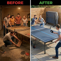 Outdoor 15 Table Tennis Table 4-Player Bundle — Before & After