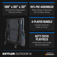 Outdoor 15 Table Tennis Table 4-Player Bundle — Results & Stats