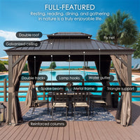12-Ft X 14-Ft Alexander Dark Brown Gazebo with Hardtop Roof (Screen Included)
