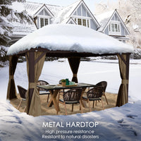 12-Ft X 14-Ft Alexander Dark Brown Gazebo with Hardtop Roof (Screen Included)