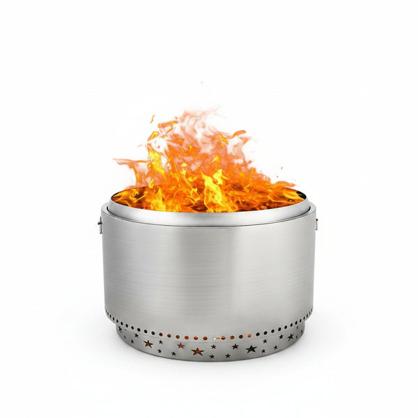 27 Inch Smokeless Fire Pit, Stainless Steel Wood Burning Fire Pits with Removable Stand and Ash Pan, Portable Bonfire Pit with Handle, Outdoor Fire Pit for Camping, Picnic and Family Gathering