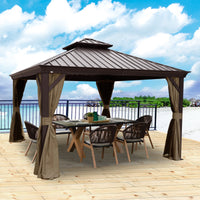 12-Ft X 14-Ft Alexander Dark Brown Gazebo with Hardtop Roof (Screen Included)