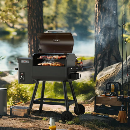 467 Sq.In Wood Pellet Grill & Smoker, Bronze Black BBQ Grill with Cover