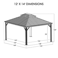 12-Ft X 14-Ft Alexander Dark Brown Gazebo with Hardtop Roof (Screen Included)