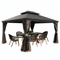 12-Ft X 14-Ft Alexander Dark Brown Gazebo with Hardtop Roof (Screen Included)